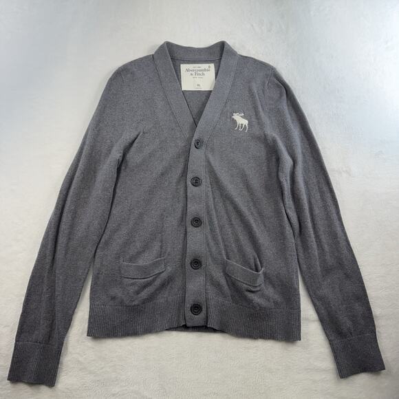 Vtg Y2K Abercrombie Fitch Men XL Cardigan Sweater Cashmere Blend Pockets Preppy - Picture 2 of 11